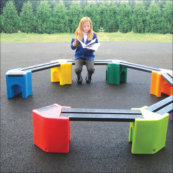 Outdoor PVC Junior Playground Seating Curve Bench Outdoor PVC Junior Playground Seating Curve Bench