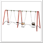 Outdoor Traditional Quadruple Playground Swings For Use In Parks & Schools.