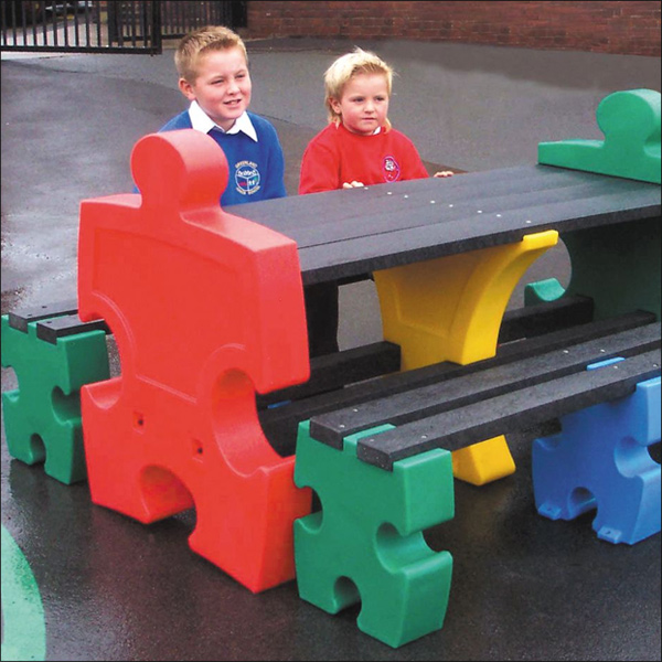 Outdoor PVC Playground Jigsaw Themed Seating & Table Outdoor PVC Playground Jigsaw Themed Seating & Table