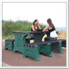 Outdoor PVC 3 Person Public Seating Bench & Picnic Table