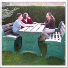 Outdoor PVC 6 Person Public Seating Benches & Picnic Table