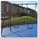 Outdoor Childrens Playground Steel Swings Installation