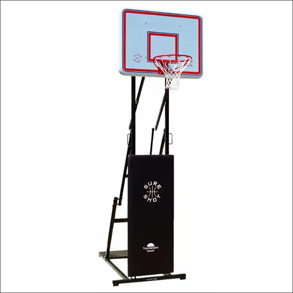 The Sure Shot 560 is a folding outdoor portable playground basketball post The Sure Shot 560 is a folding outdoor portable playground basketball post